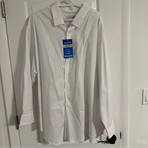 Haggar navy blue polkadot dress shirt size 20 NWT 34/35 sleeve (3XL)